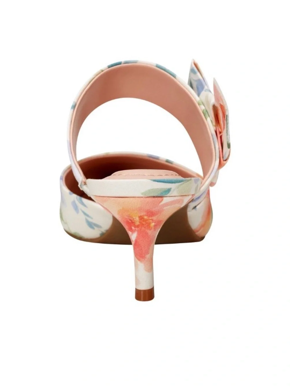 Bandolino White Floral Pointed D'Orsay Heels with Orange and Lavender Accents